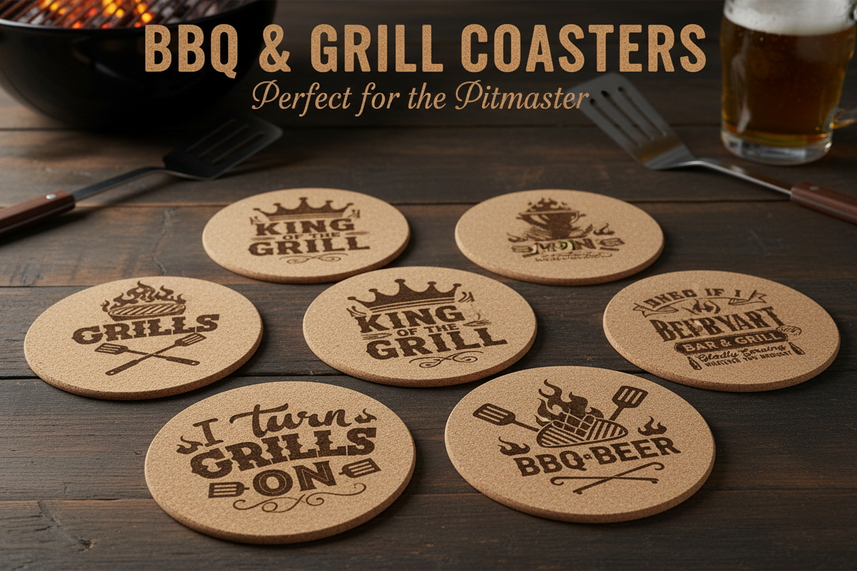 Cork Barbecue and Grilling Coasters