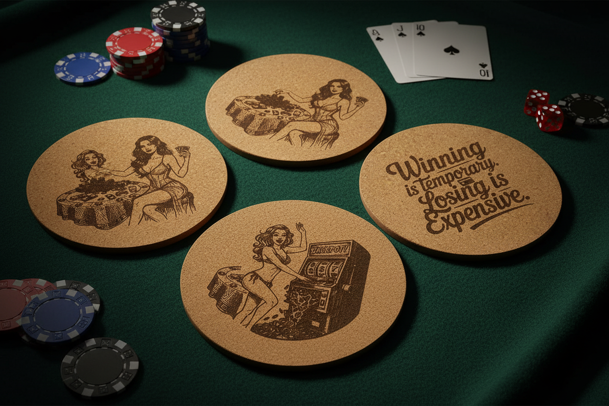 Casino Night Cork Coasters