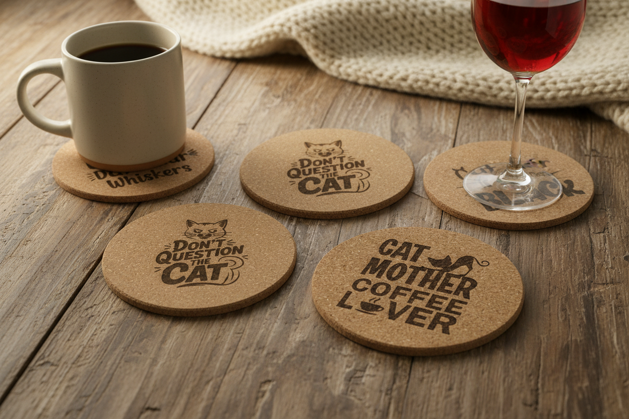 Cork Cat Coasters