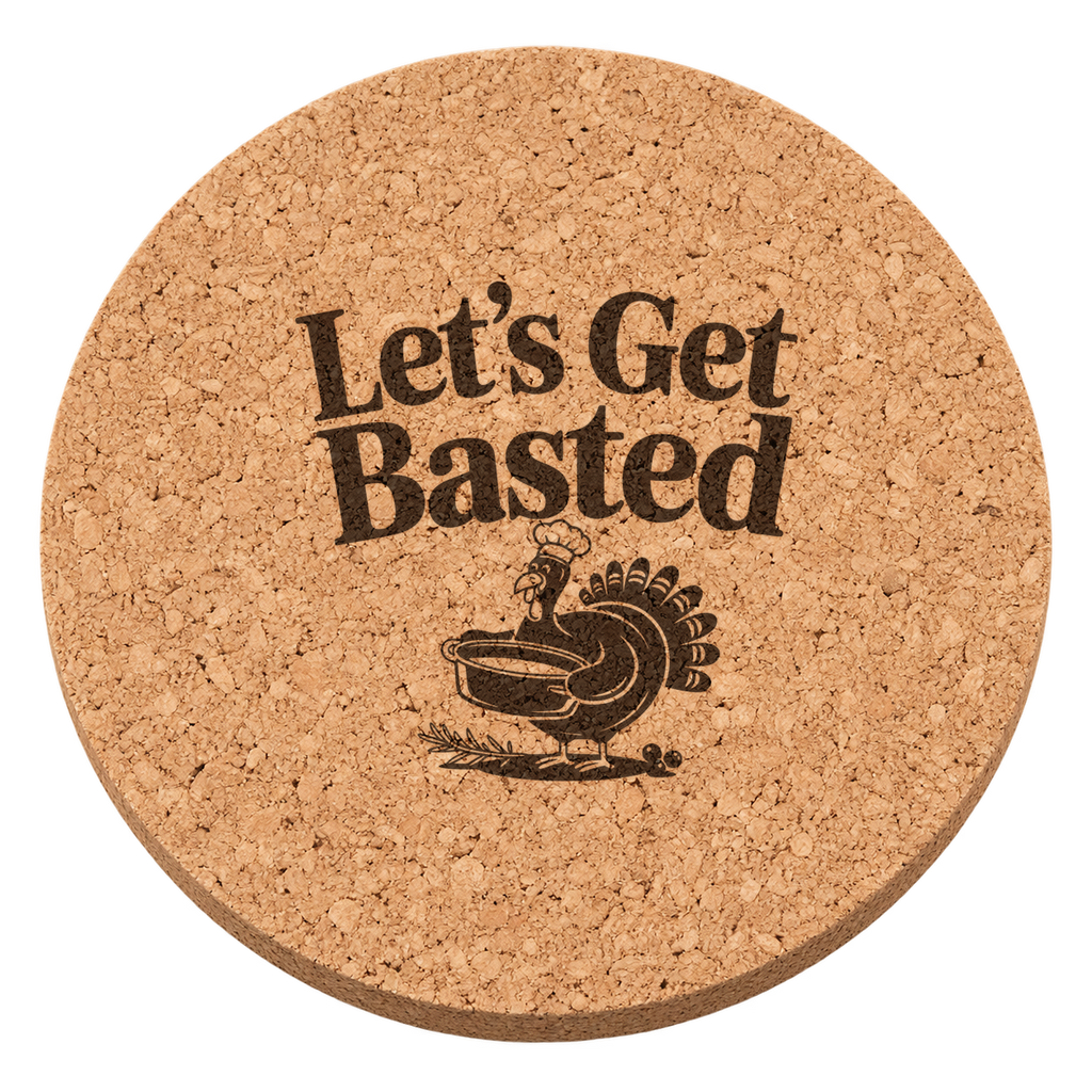Chef Turkey Roast Thanksgiving cork coaster - transparent view