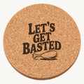 Thanksgiving Drumstick laser engraved Thanksgiving cork coaster - front view