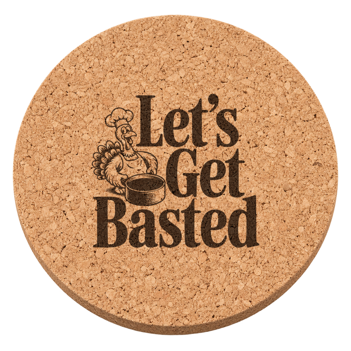 Roastmaster Turkey Thanksgiving cork coaster - transparent view