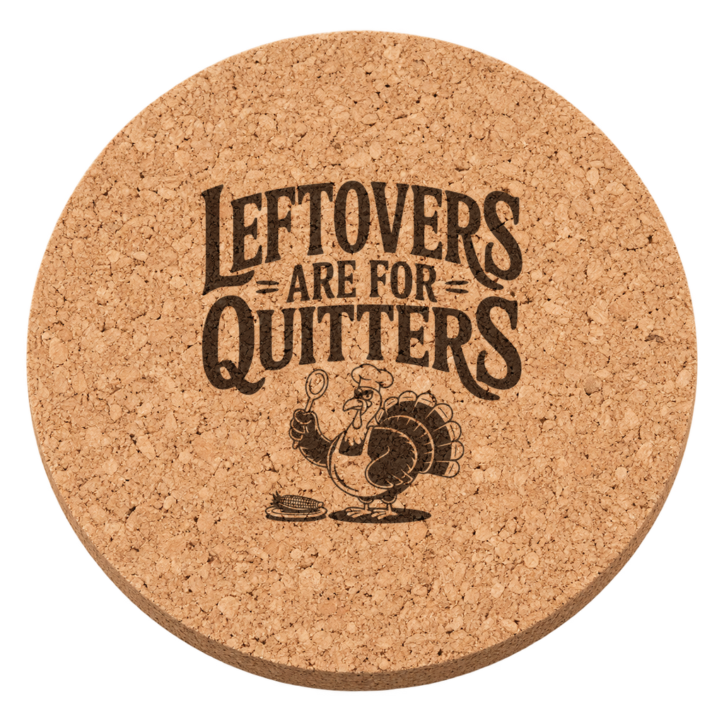 Chef Turkey Feast Thanksgiving cork coaster - transparent view