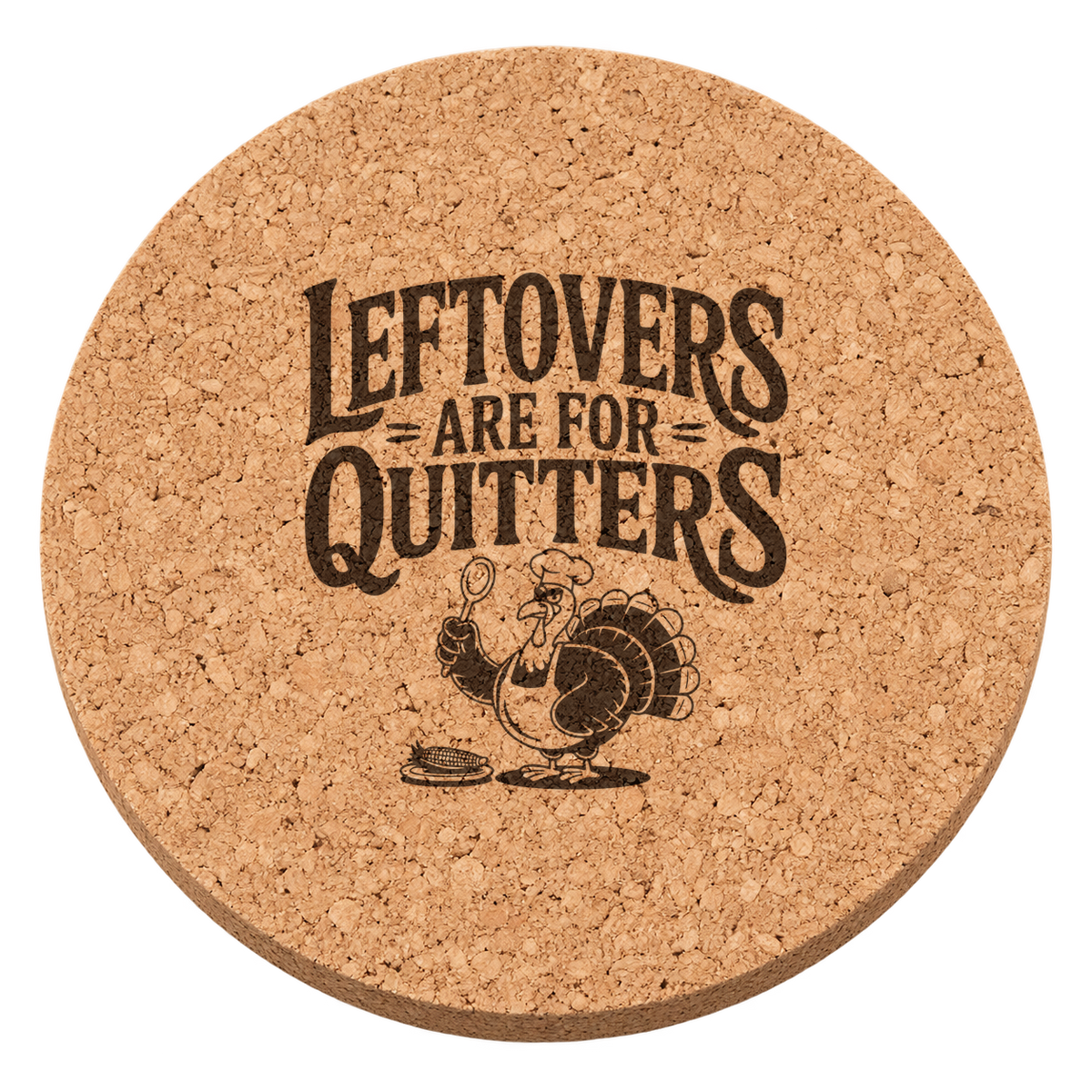 Chef Turkey Feast Thanksgiving cork coaster - transparent view