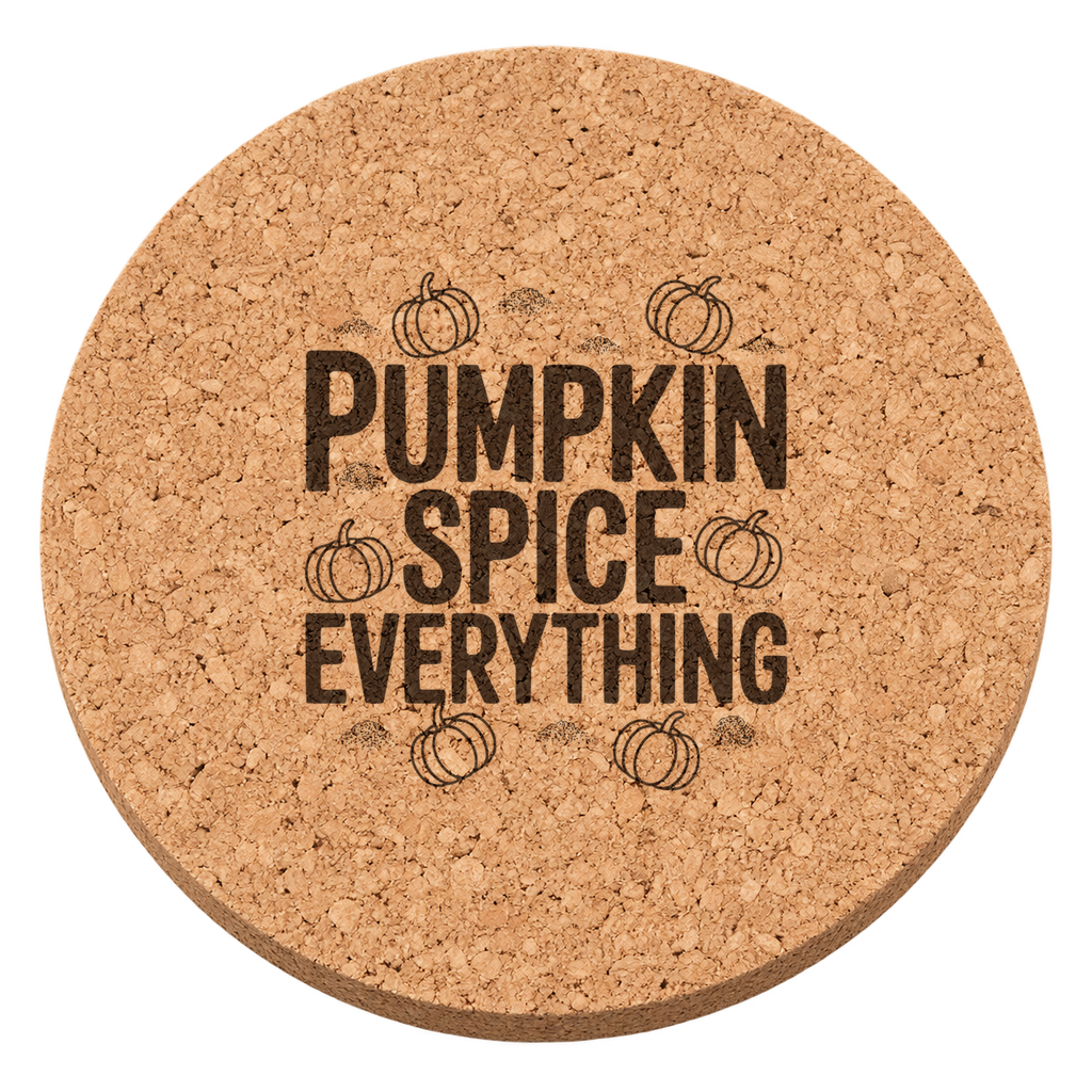 Pumpkin Spice Everything Thanksgiving cork coaster - transparent view