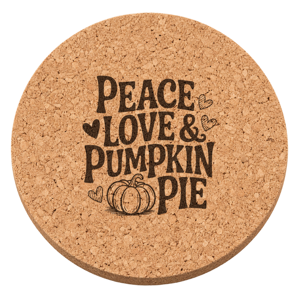 Harvest Heart Pumpkin Thanksgiving cork coaster - transparent view