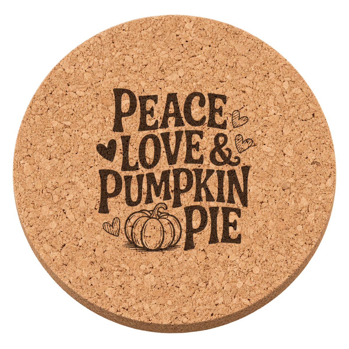 Harvest Heart Pumpkin Thanksgiving cork coaster - transparent view