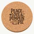 Harvest Heart Pumpkin laser engraved Thanksgiving cork coaster - front view
