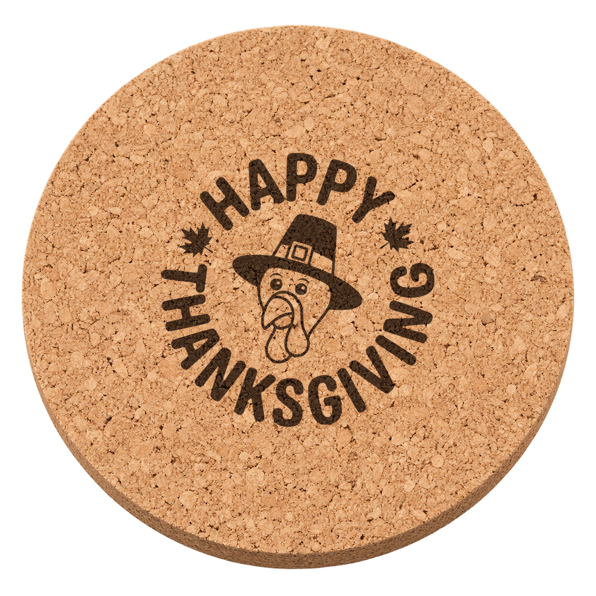 Pilgrim Hat Turkey Thanksgiving cork coaster - transparent view