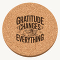 Bountiful Cornucopia laser engraved Thanksgiving cork coaster - front view