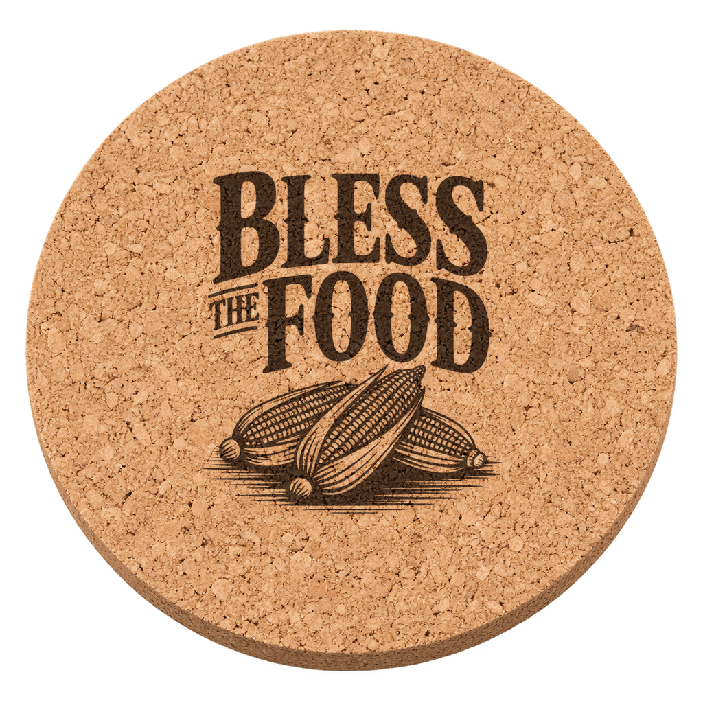 Bless The Food Thanksgiving cork coaster - transparent view