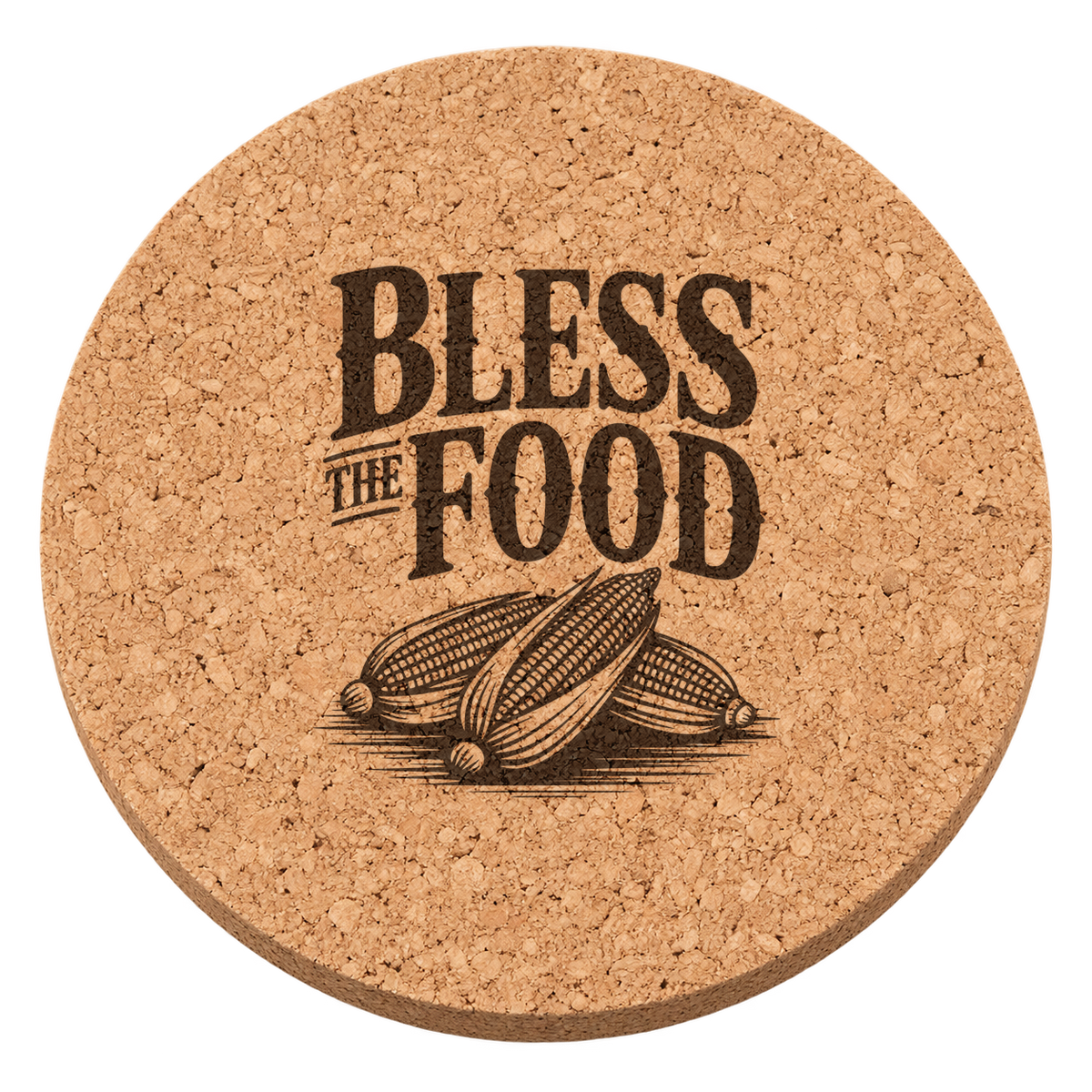 Bless The Food Thanksgiving cork coaster - transparent view