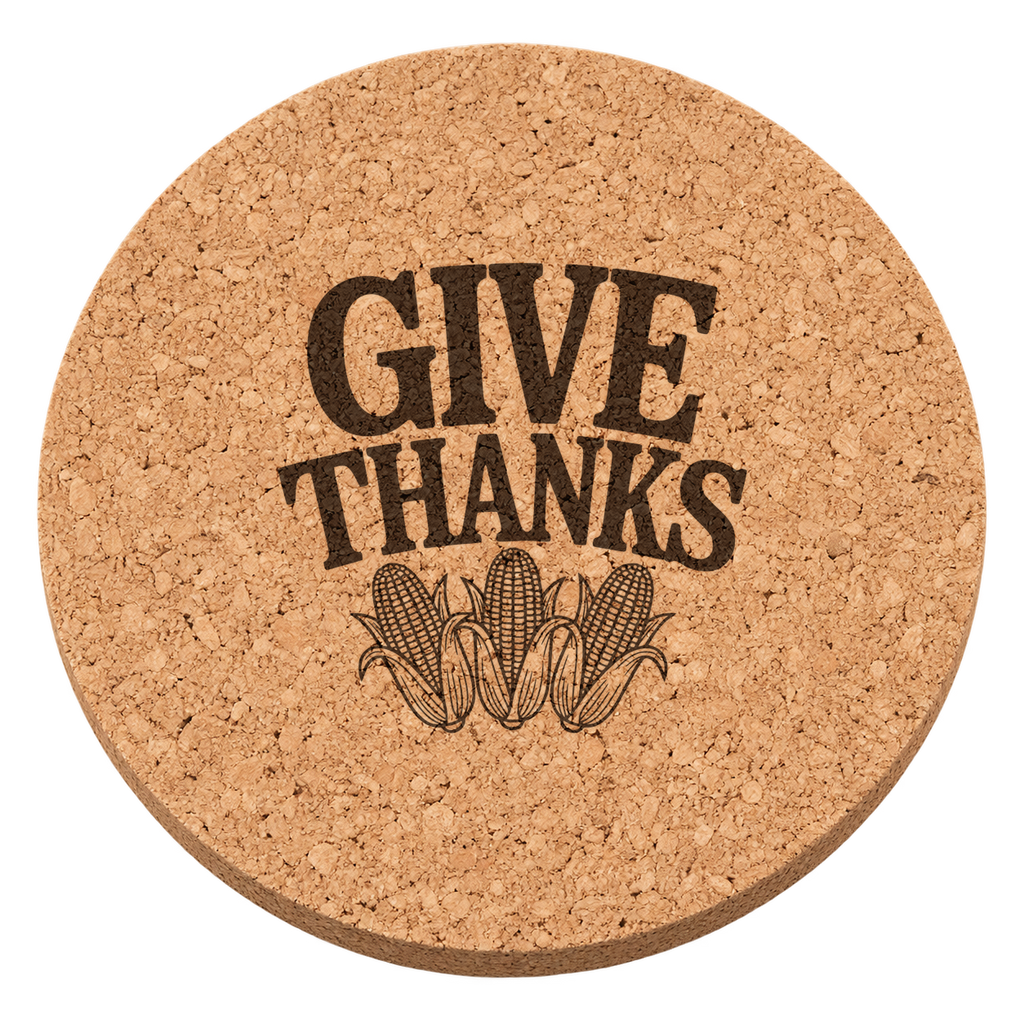 Corn Harvest Trio Thanksgiving cork coaster - transparent view