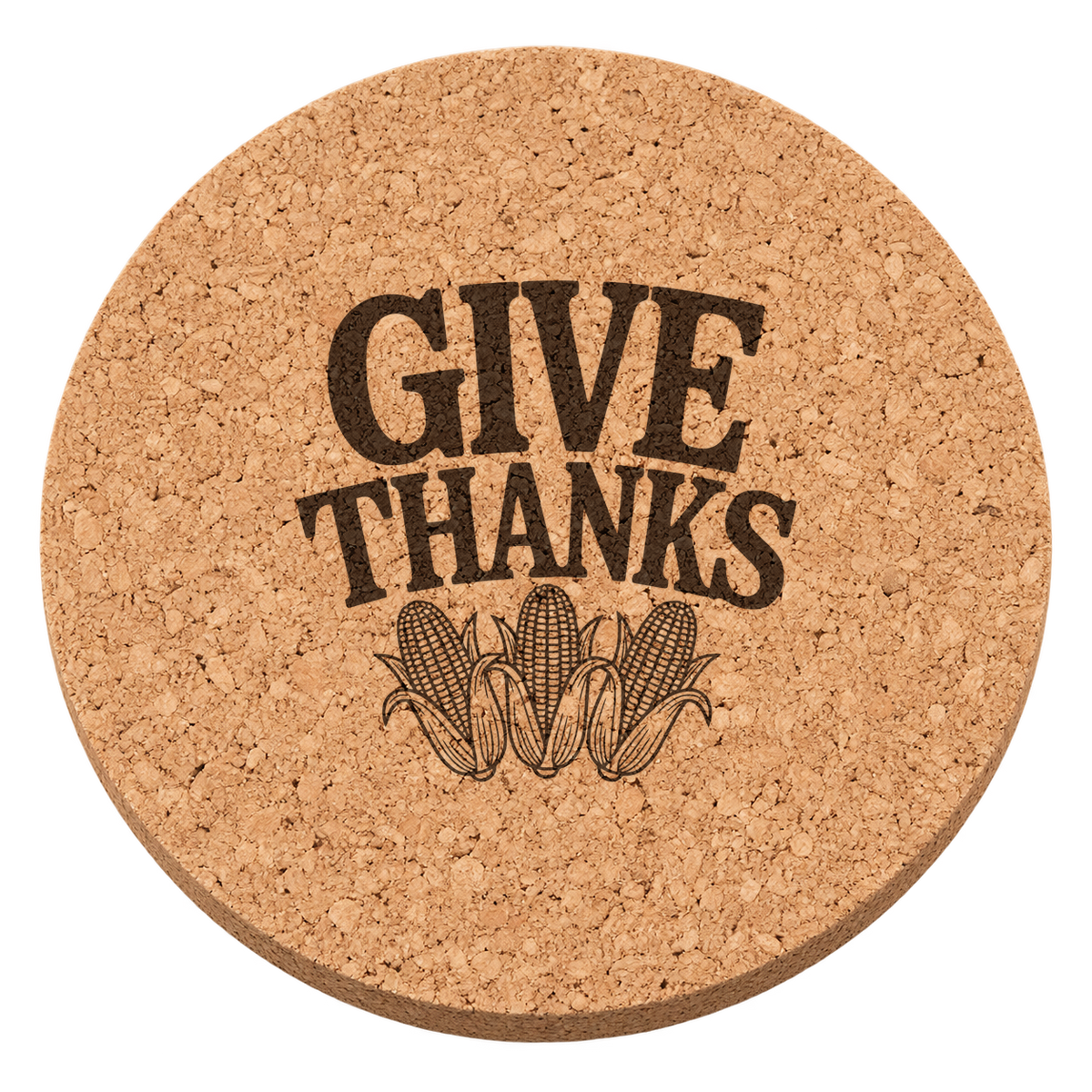 Corn Harvest Trio Thanksgiving cork coaster - transparent view