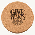Corn Harvest Trio laser engraved Thanksgiving cork coaster - front view