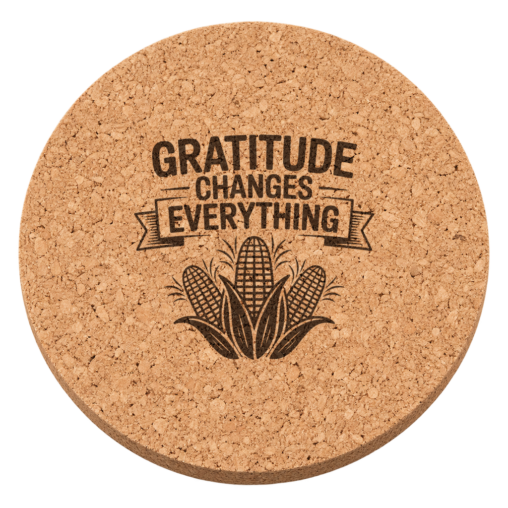 Harvest Corn Trio Thanksgiving cork coaster - transparent view