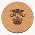 Harvest Corn Trio laser engraved Thanksgiving cork coaster - front view