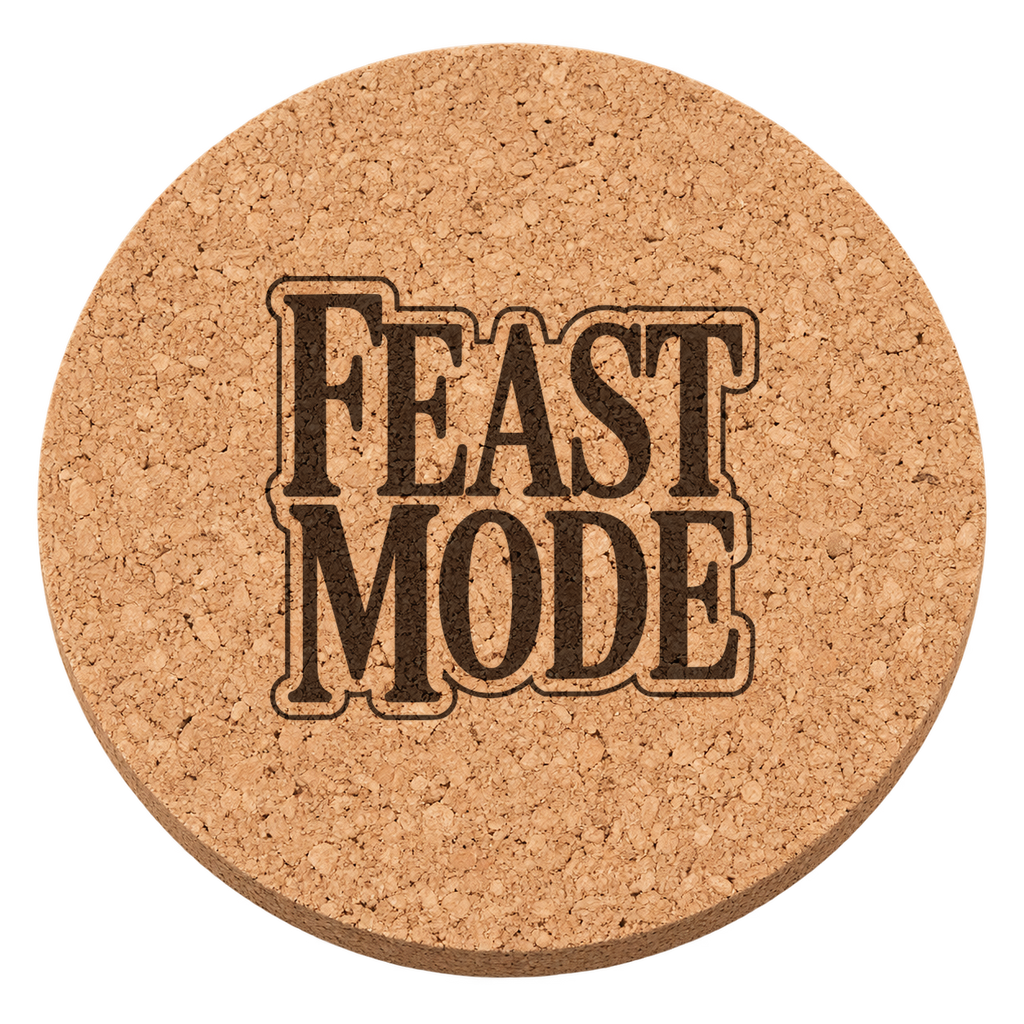 Feast Mode Thanksgiving cork coaster - transparent view