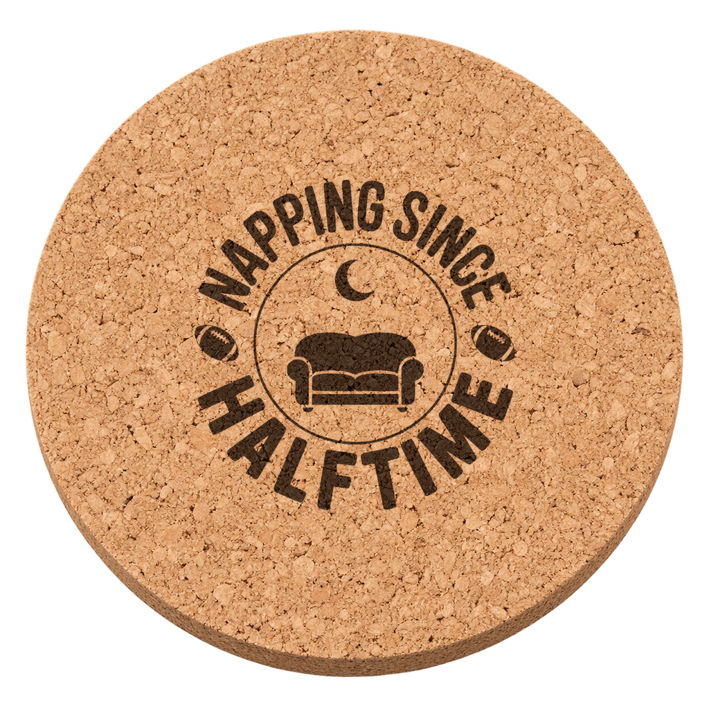 Napping Since Halftime Thanksgiving cork coaster - transparent view