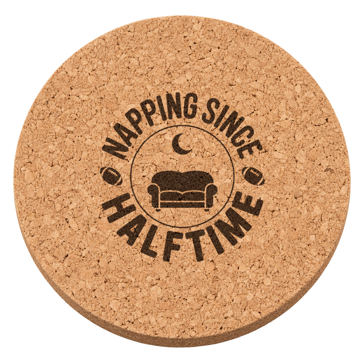 Napping Since Halftime Thanksgiving cork coaster - transparent view