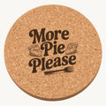 Thanksgiving Pie Slice laser engraved Thanksgiving cork coaster - front view