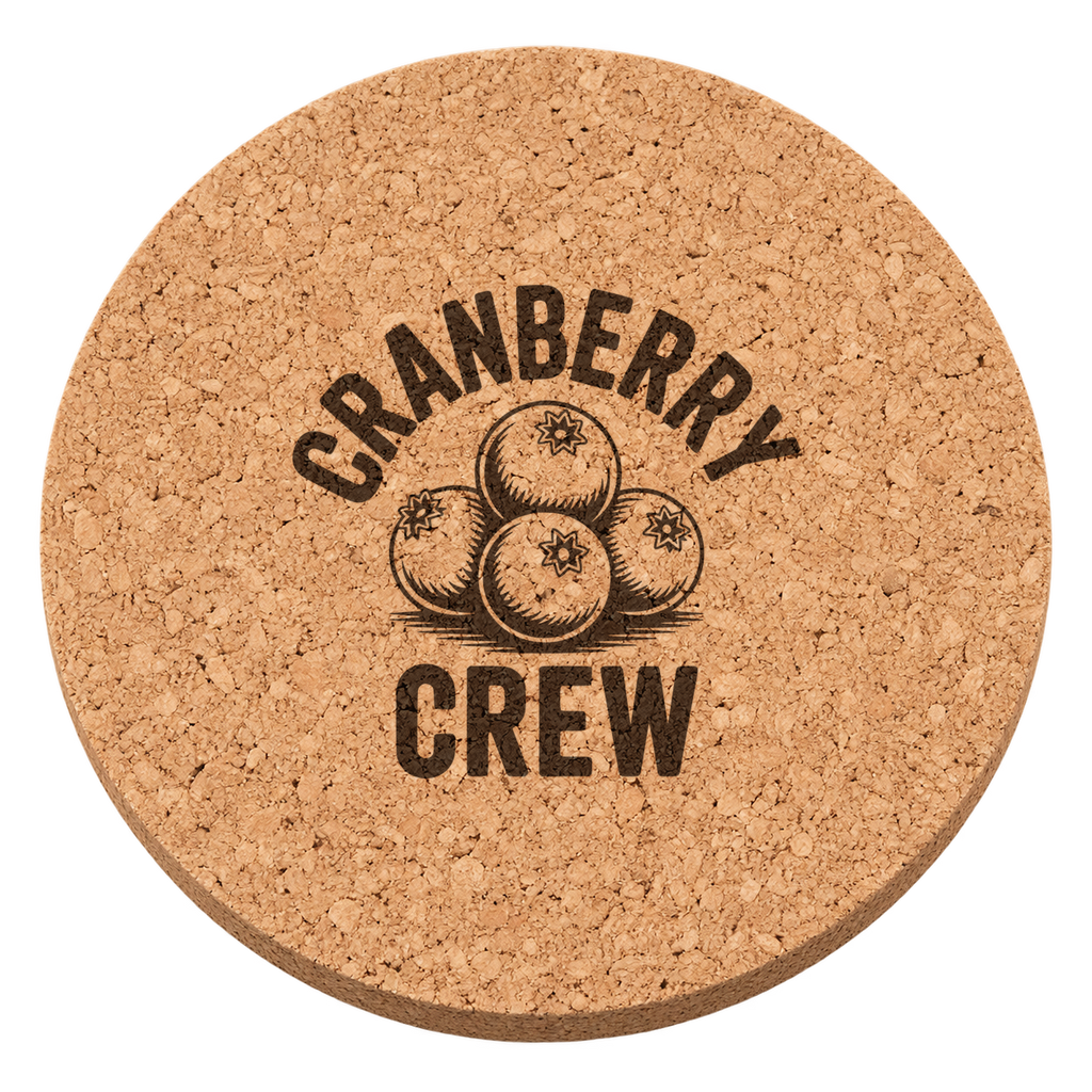 Cranberry Crew Thanksgiving cork coaster - transparent view