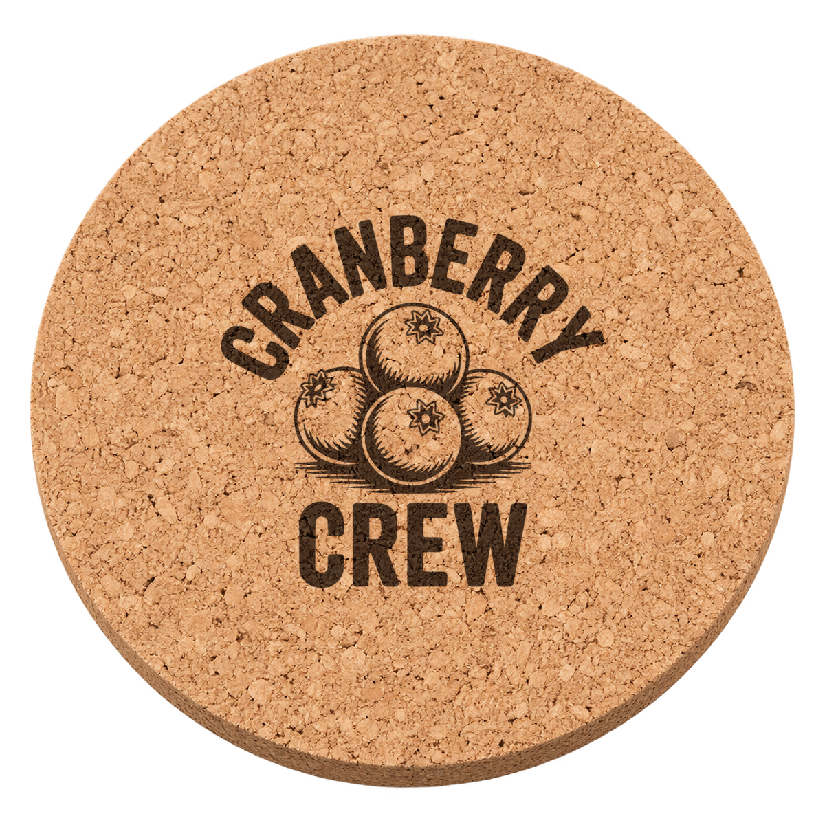Cranberry Crew Thanksgiving cork coaster - transparent view