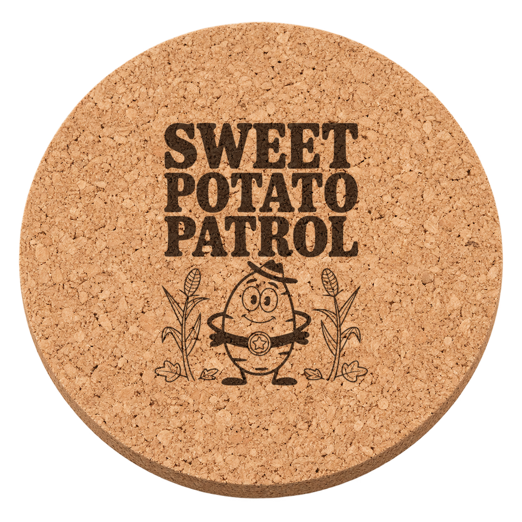 Sweet Potato Sheriff Thanksgiving cork coaster - transparent view