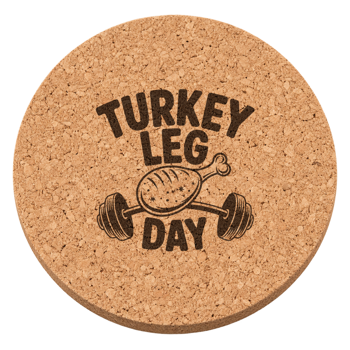 Turkey Leg Day Thanksgiving cork coaster - transparent view