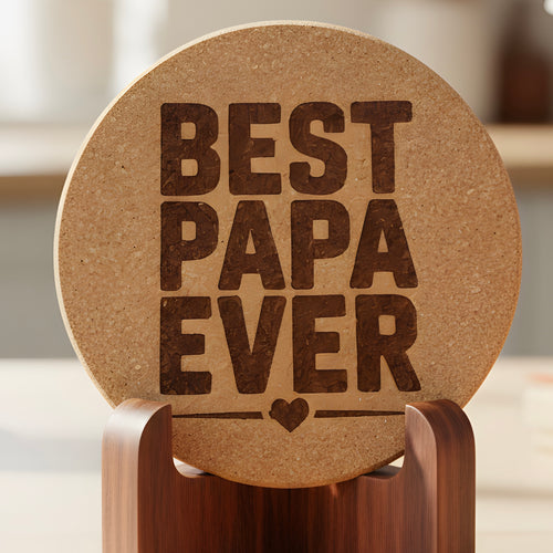 4 inch cork coaster – best papa ever - dad theme