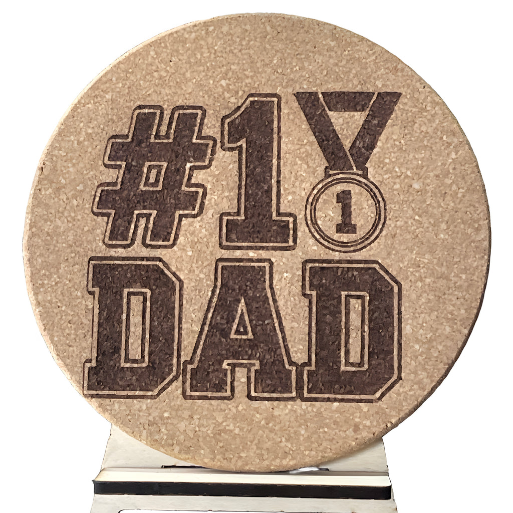 4 inch cork coaster – number one dad - dad theme