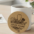 4 inch cork coaster – personalized medical theme - nurse theme