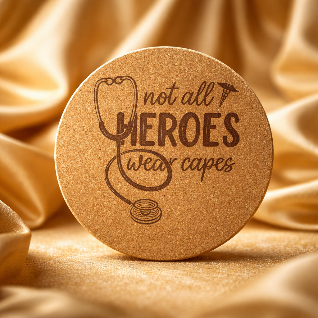 4 Inch Cork Coaster – Not All Heroes Wear Scrubs – Nurse Appreciation Gift – RN Coaster