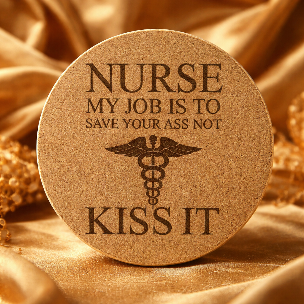 4 Inch Cork Coaster – Nurse My Job Is To Save Your Ass Not Kiss It – Funny Nurse Humor Gift