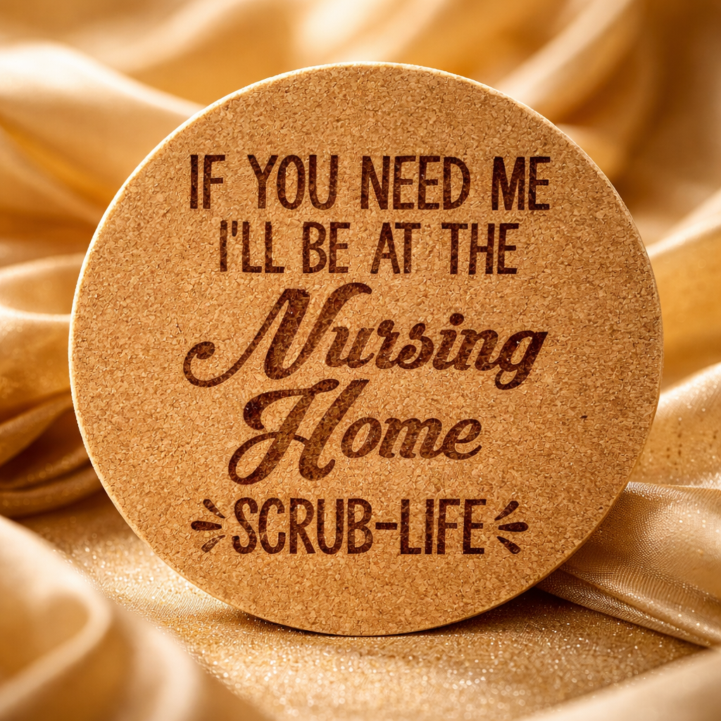 4 inch cork coaster – if you need me I'll be at the nursing home - nurse theme