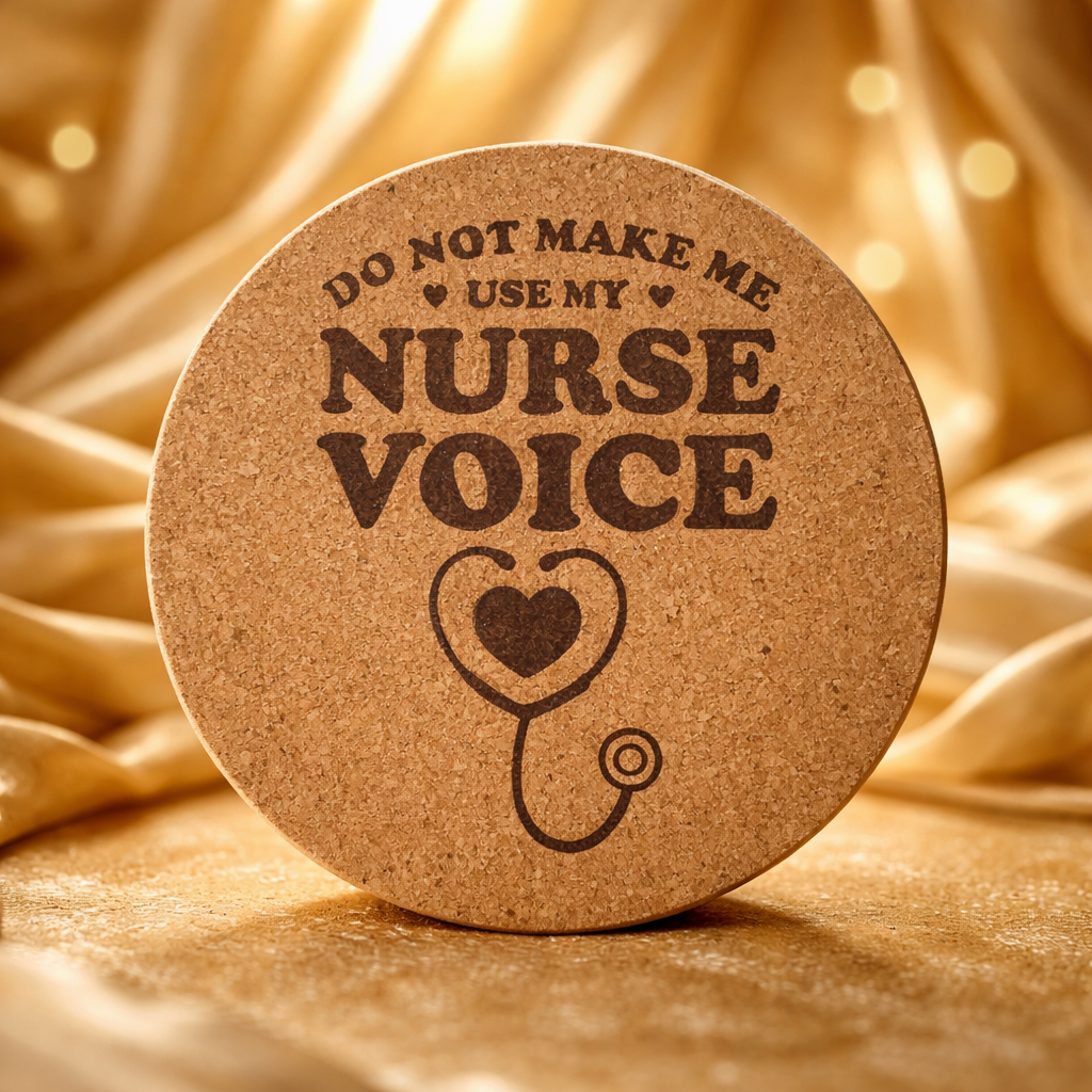 4 inch cork coaster –  do not make me use my nurse voice - nurse theme