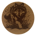 4 inch cork coaster – Wild Wolf 3 - wolf theme