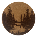 4 inch cork coaster –Forest landscape reflecting in lake 22 - landscape theme