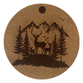 4 inch cork coaster – Forest landscape with deer 6  - landscape theme