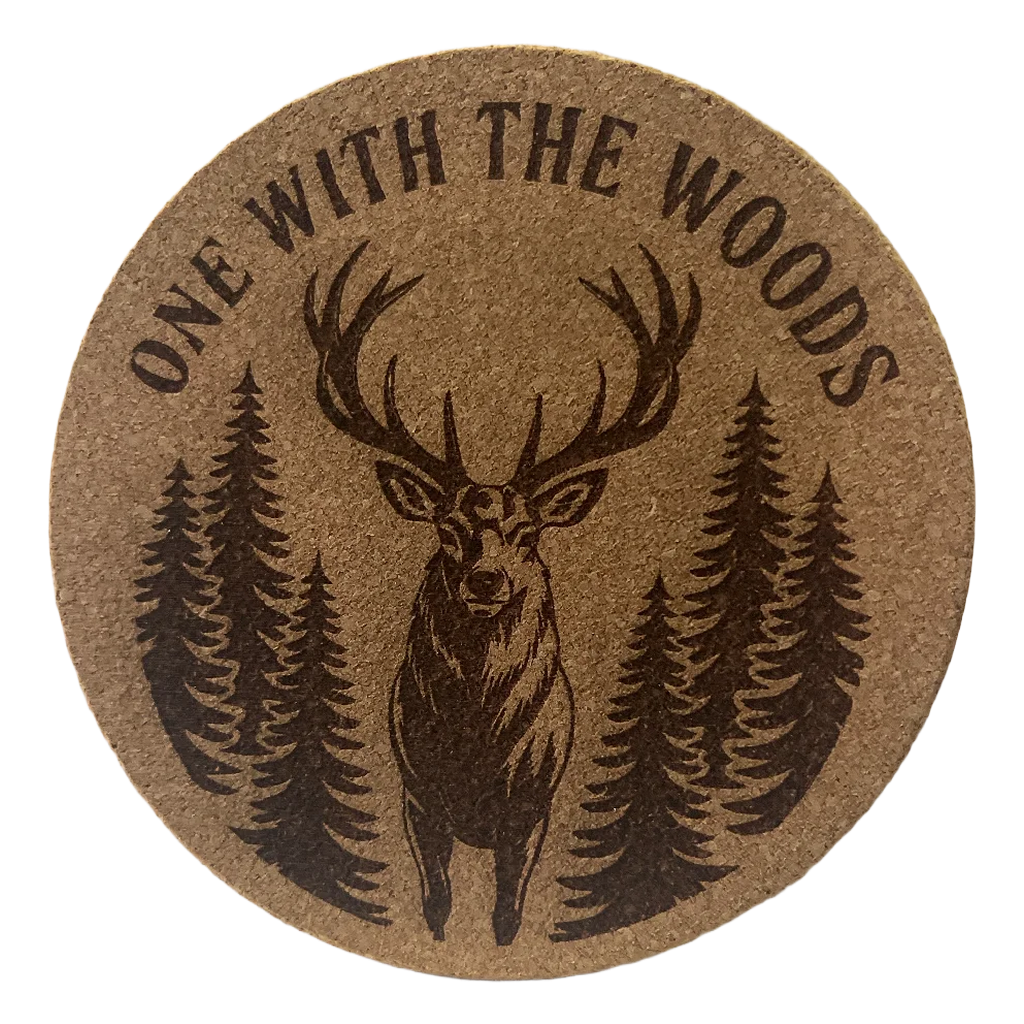 4 inch cork coaster – One with the woods 2 - hunting theme