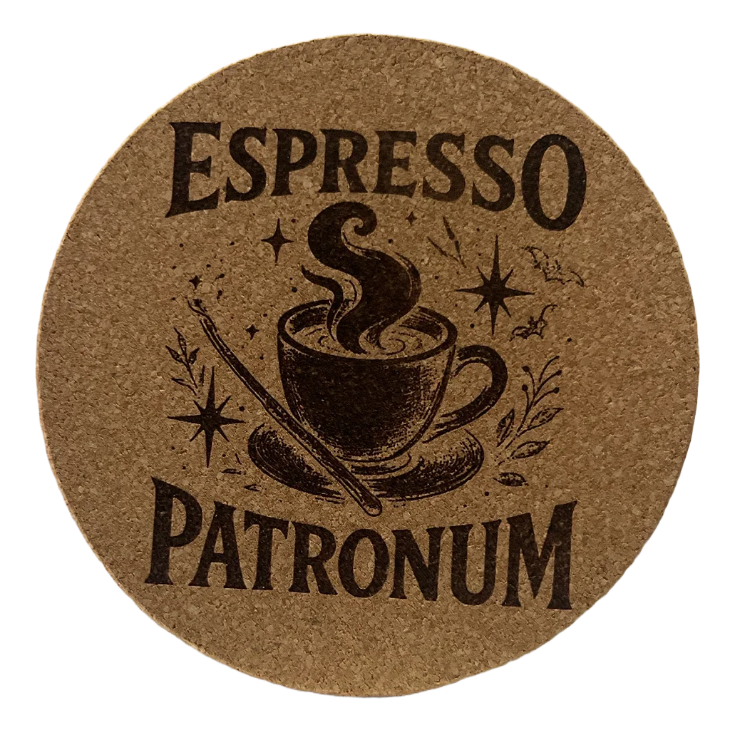 4 Inch Cork Coaster – Espresso Patronum – Funny Coffee Gift – Coffee Lover Coaster