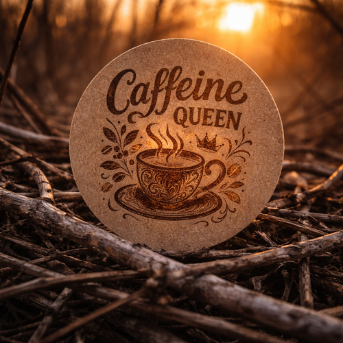 4 Inch Cork Coaster – Caffeine Queen – Funny Coffee Gift – Coffee Lover Coaster