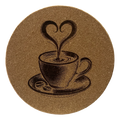 4 Inch Cork Coaster – Coffee Cup With Heart Steam Design – Coffee Lover Gift – Cute Coffee Coaster