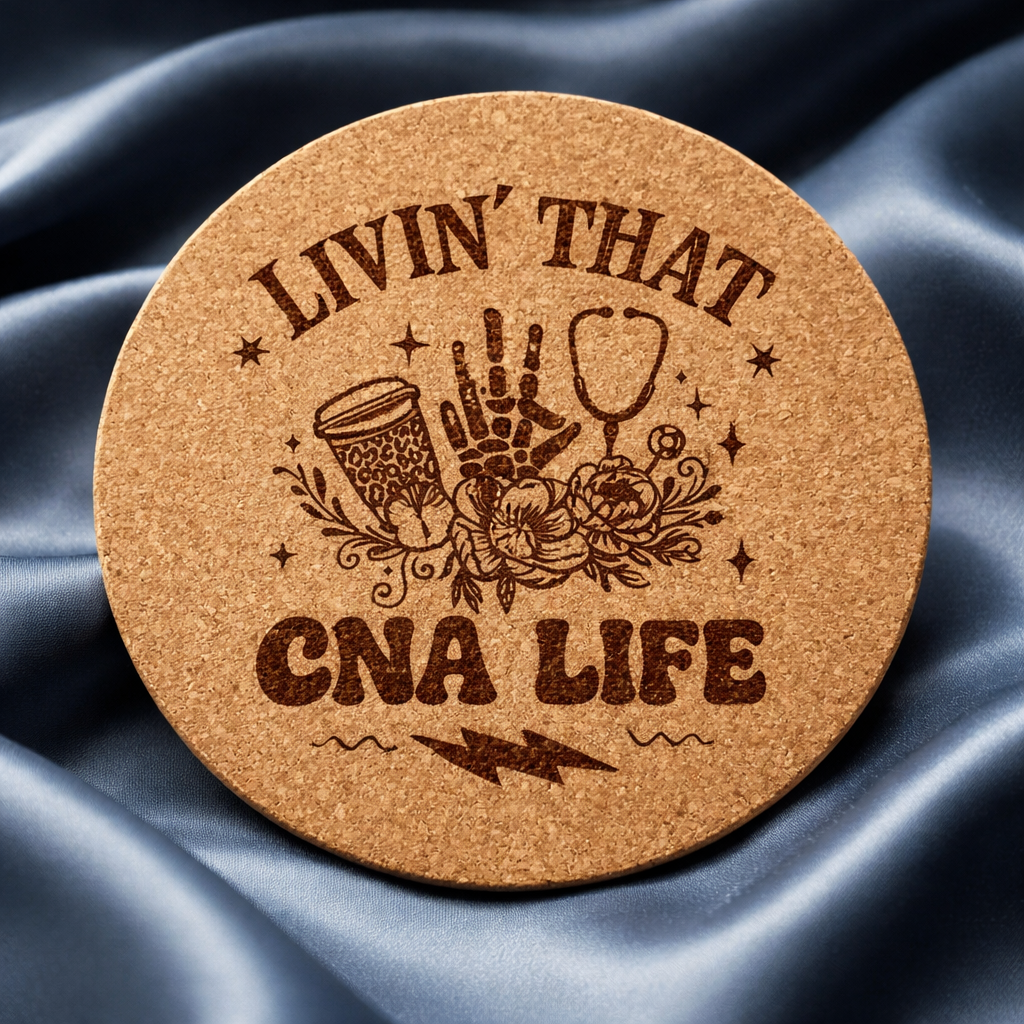 4 inch cork coaster – Livin That CNA Life – CNA theme