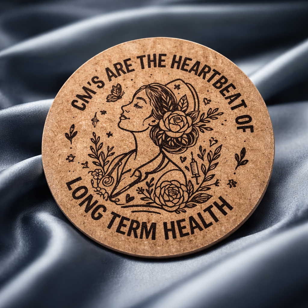 4 inch cork coaster – CNA's Are The Heartbeat of Long Term Health – CNA theme