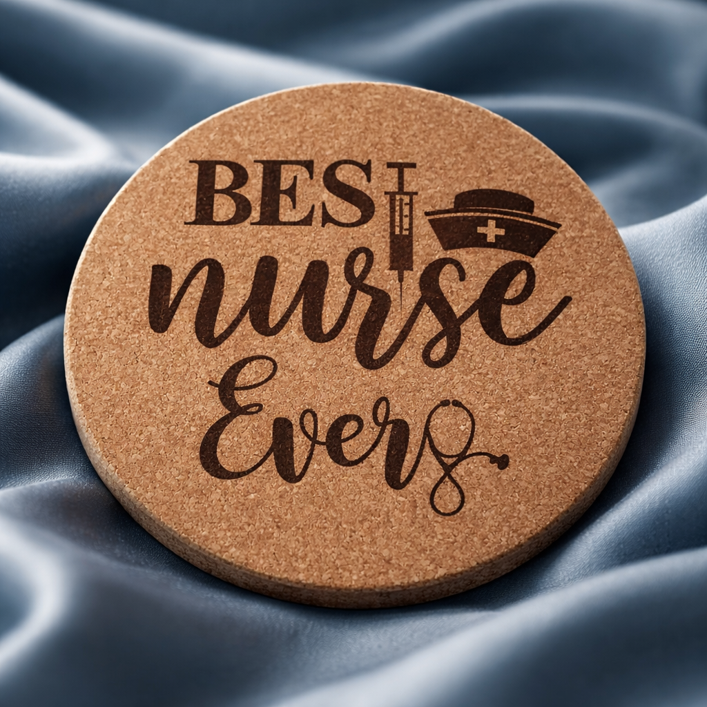 4 Inch Cork Coaster – Best Nurse Ever – Nurse Appreciation Gift – RN Coaster