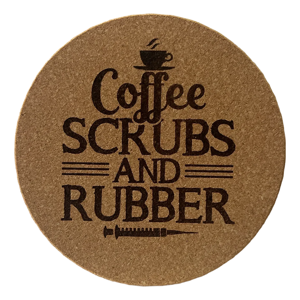 4 inch cork coaster – Coffee Scrubs And Rubber - Nurse theme