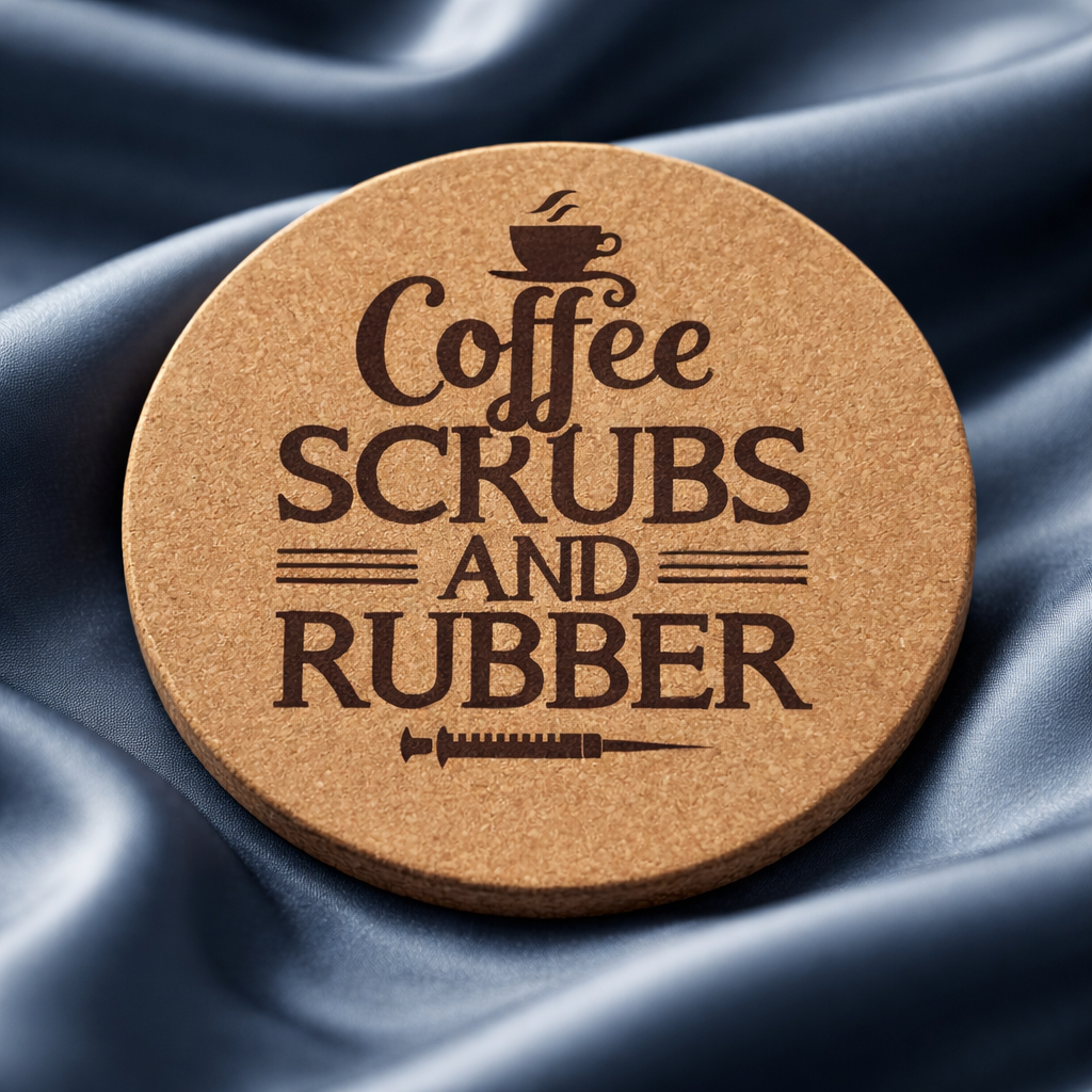 4 inch cork coaster – Coffee Scrubs And Rubber - Nurse theme