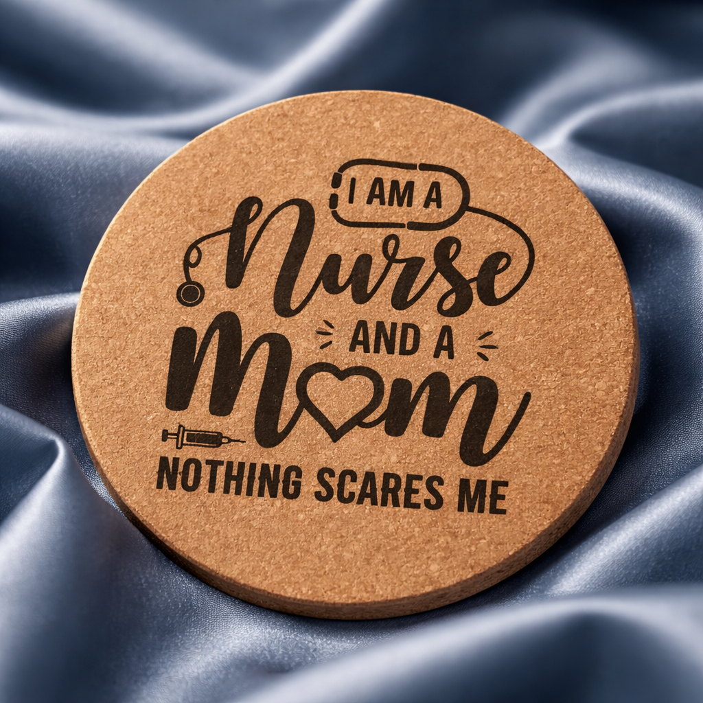 4 Inch Cork Coaster – I’m A Nurse And A Mom Nothing Scares Me – Nurse Mom Gift