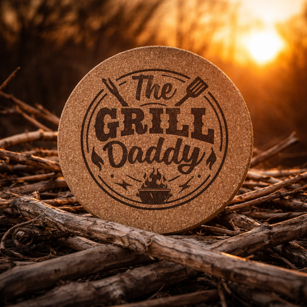 4 inch cork coaster – The Grill Daddy - Dad theme